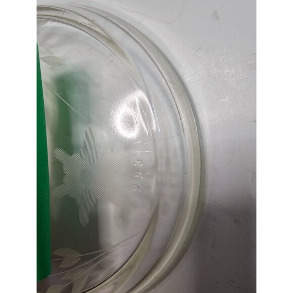 Pyrex Clear Oval Glass Lid 2931 Etched Floral 5.75" Wide 7.75" Long - Picture 3 of 6